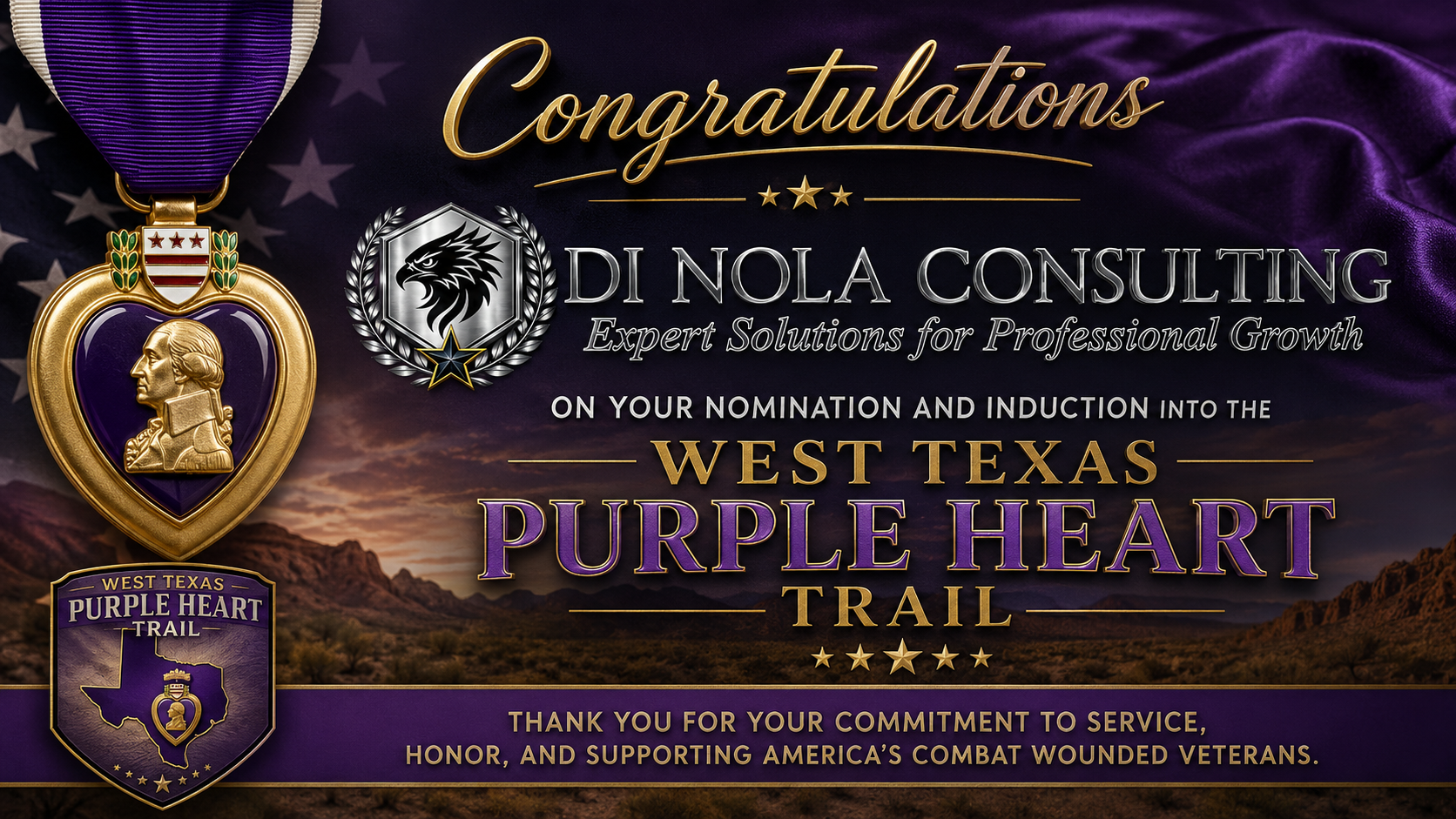 Di Nola Consulting inducted into the West Texas Purple Heart Trail